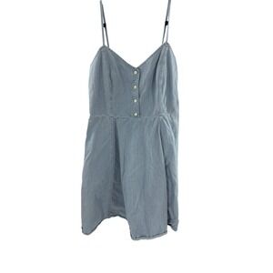 Gap Denim Chambray Button Front Mini Dress Strappy Smocked Waist Women's Size S
